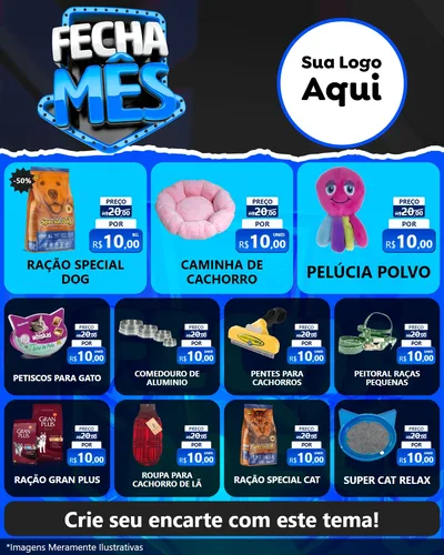 Modelo de Rede Social para Feed Instagram com o tema Fecha Mês para Pet Shop