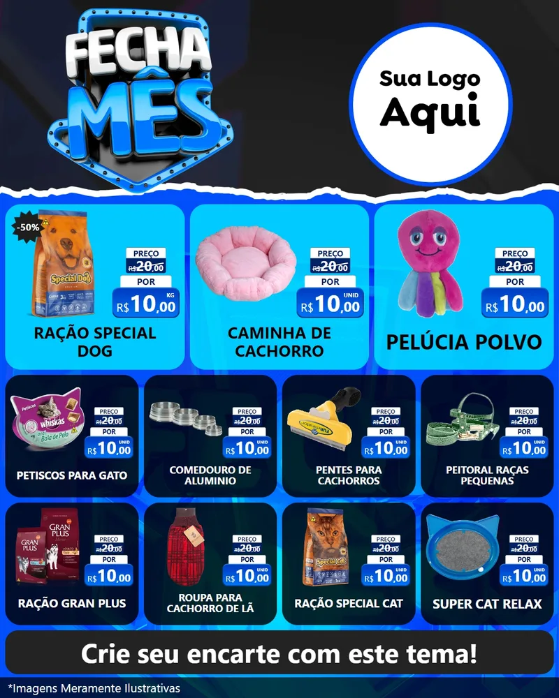 Modelo de Rede Social para Feed Instagram com o tema Fecha Mês para Pet Shop