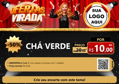 Modelo de Cartaz para Cartaz A4 Horizontal com o tema Ofertas da Virada para Produtos Naturais