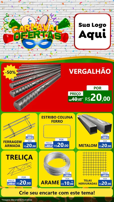 Modelo de Rede Social para Stories com o tema Carnaval de Ofertas para Ferragens
