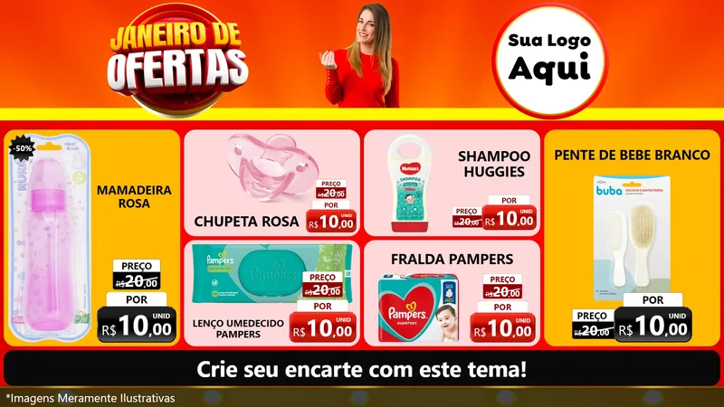 Modelo de TV para TV Horizontal com o tema Janeiro de Ofertas para Bebês