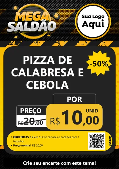 Modelo de Cartaz para Cartaz A4 Vertical com o tema Mega Saldão para Pizzaria