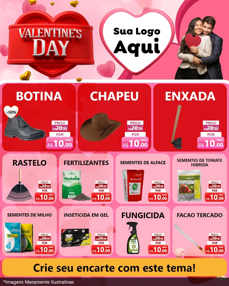 Modelo de Rede Social para Feed Instagram com o tema Valentine's Day para Agropecuária