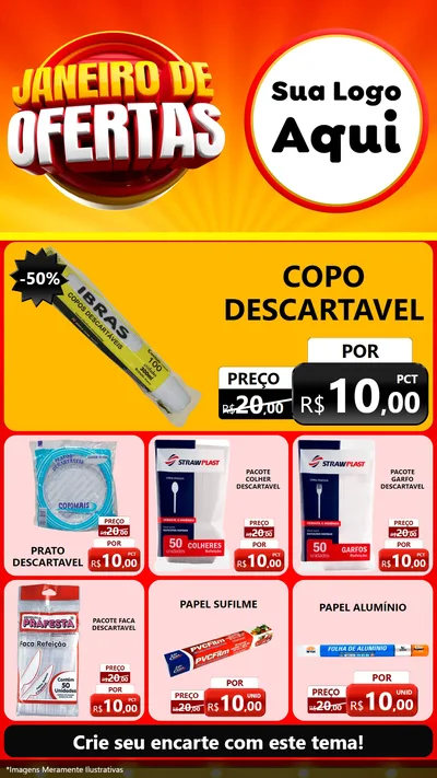 Modelo de Rede Social para Stories com o tema Janeiro de Ofertas para Embalagens