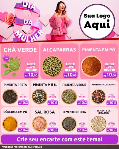 Modelo de Rede Social para Feed Instagram com o tema Dia da Mulher para Produtos Naturais
