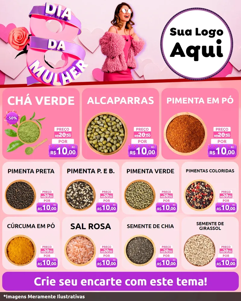 Modelo de Rede Social para Feed Instagram com o tema Dia da Mulher para Produtos Naturais