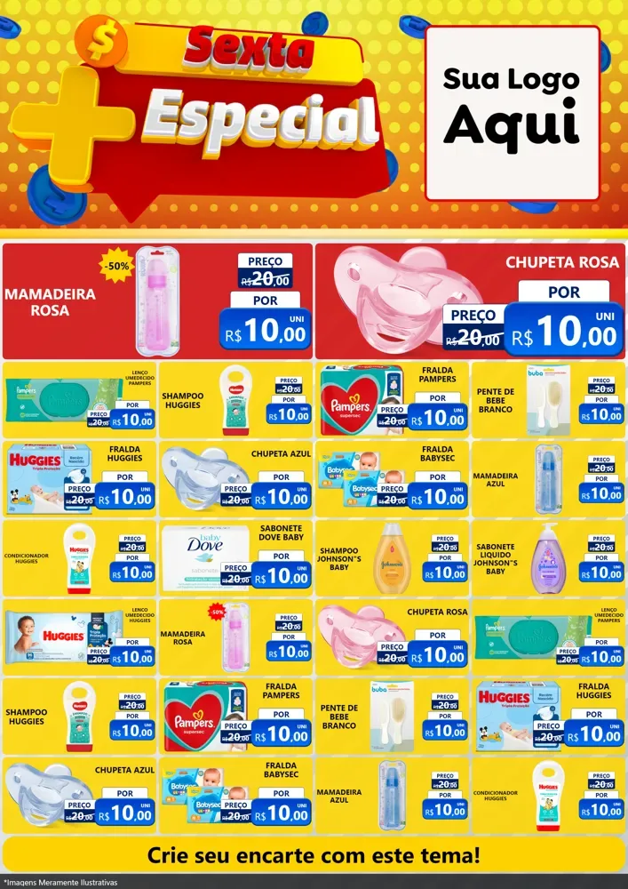 Modelo de Encarte para Encarte A4 Vertical com o tema Sexta Mais Especial para Bebês