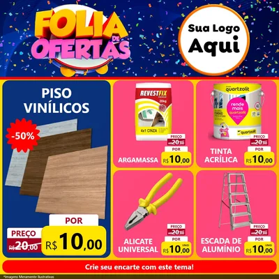 Modelo de Rede Social para Feed Facebook com o tema Folia de Ofertas para Material para Construção