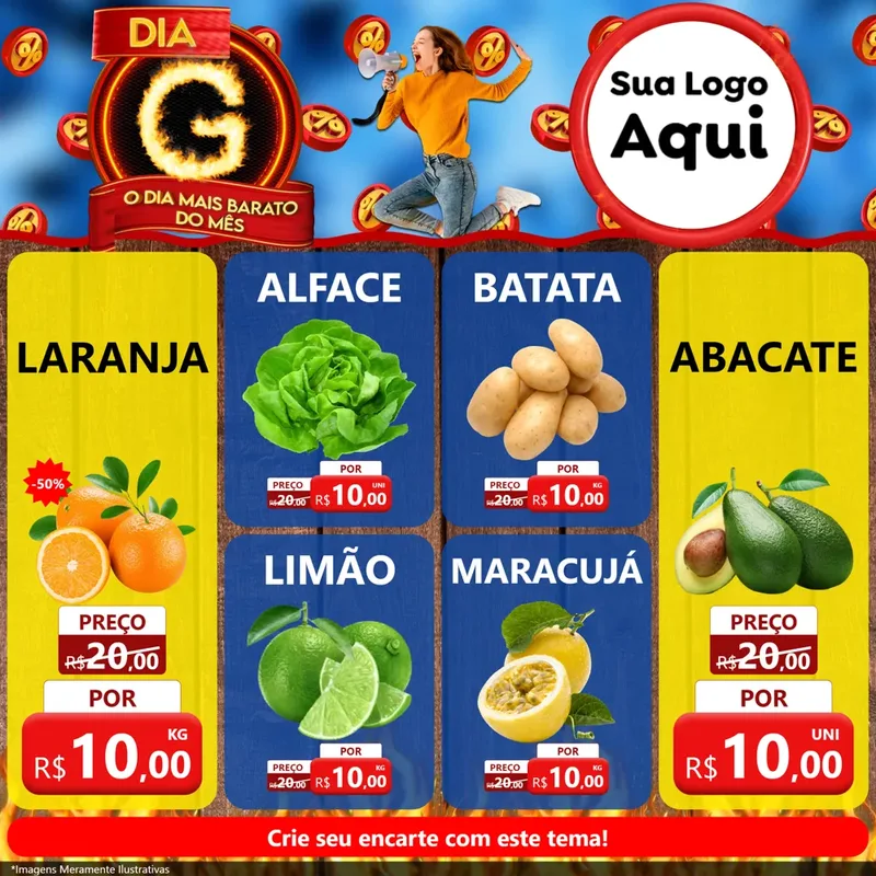 Modelo de Rede Social para Feed Facebook com o tema Dia G - O Dia Mais Barato Do Mês para Hortifrúti