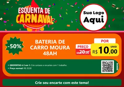 Modelo de Cartaz para Cartaz A4 Horizontal com o tema Esquenta de Carnaval para Baterias Elétricas