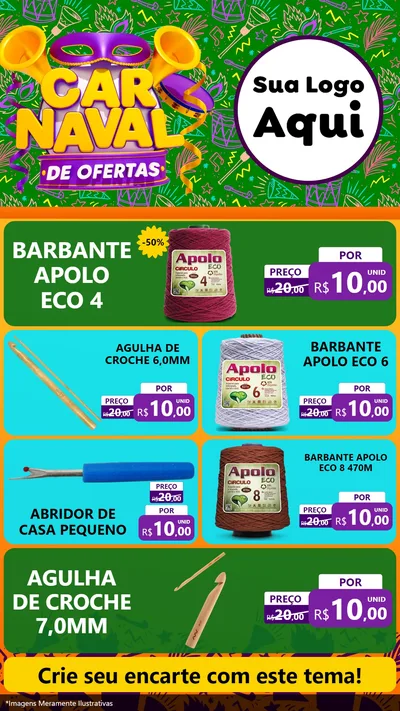 Modelo de TV para TV Vertical com o tema Carnaval de Ofertas para Armarinho e Aviamentos