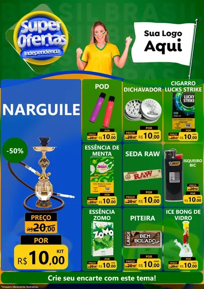 Modelo de Encarte para Encarte A4 Vertical com o tema Super Ofertas de Independência para Tabacaria