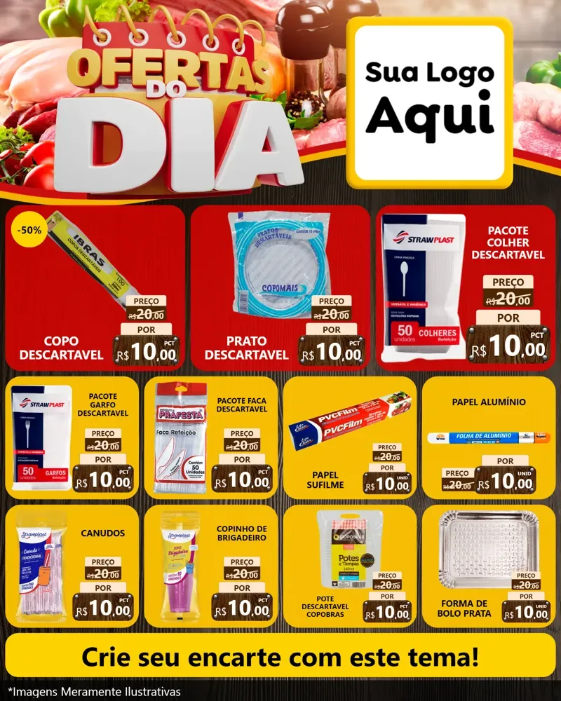 Modelo de Rede Social para Feed Instagram com o tema Ofertas do Dia para Embalagens