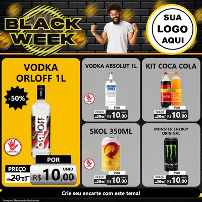 Modelo de Rede Social para Feed Facebook com o tema Black Week para Distribuidora de bebidas