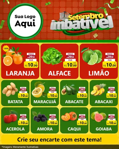 Modelo de Rede Social para Feed Instagram com o tema Setembro Imbatível para Hortifrúti