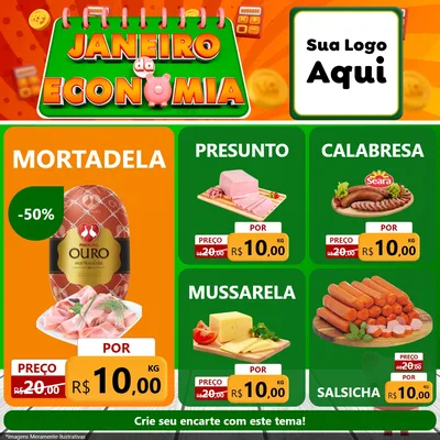 Modelo de Rede Social para Feed Facebook com o tema Janeiro da Economia para Frios e Laticínios