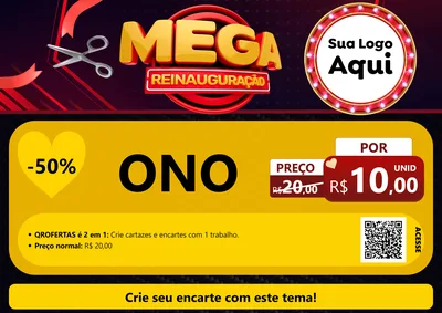 Modelo de Cartaz para Cartaz A4 Horizontal com o tema Mega Reinauguração para Óticas