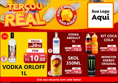 Modelo de Encarte para Encarte A4 Horizontal com o tema Terçou do Real para Distribuidora de bebidas