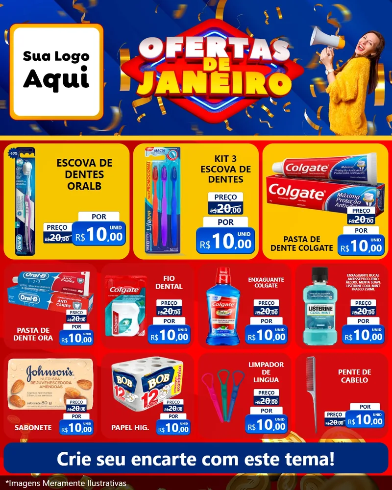 Modelo de Rede Social para Feed Instagram com o tema Ofertas de Janeiro para Higiene Pessoal