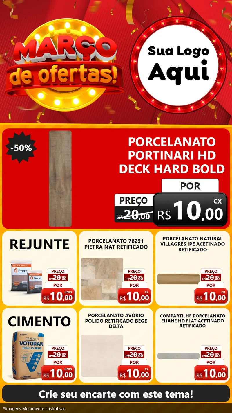Modelo de Rede Social para Stories com o tema Março de Ofertas! para Pisos e revestimentos