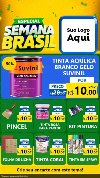 Modelo de Rede Social para Stories com o tema Especial Semana do Brasil para Tintas e Ferramentas