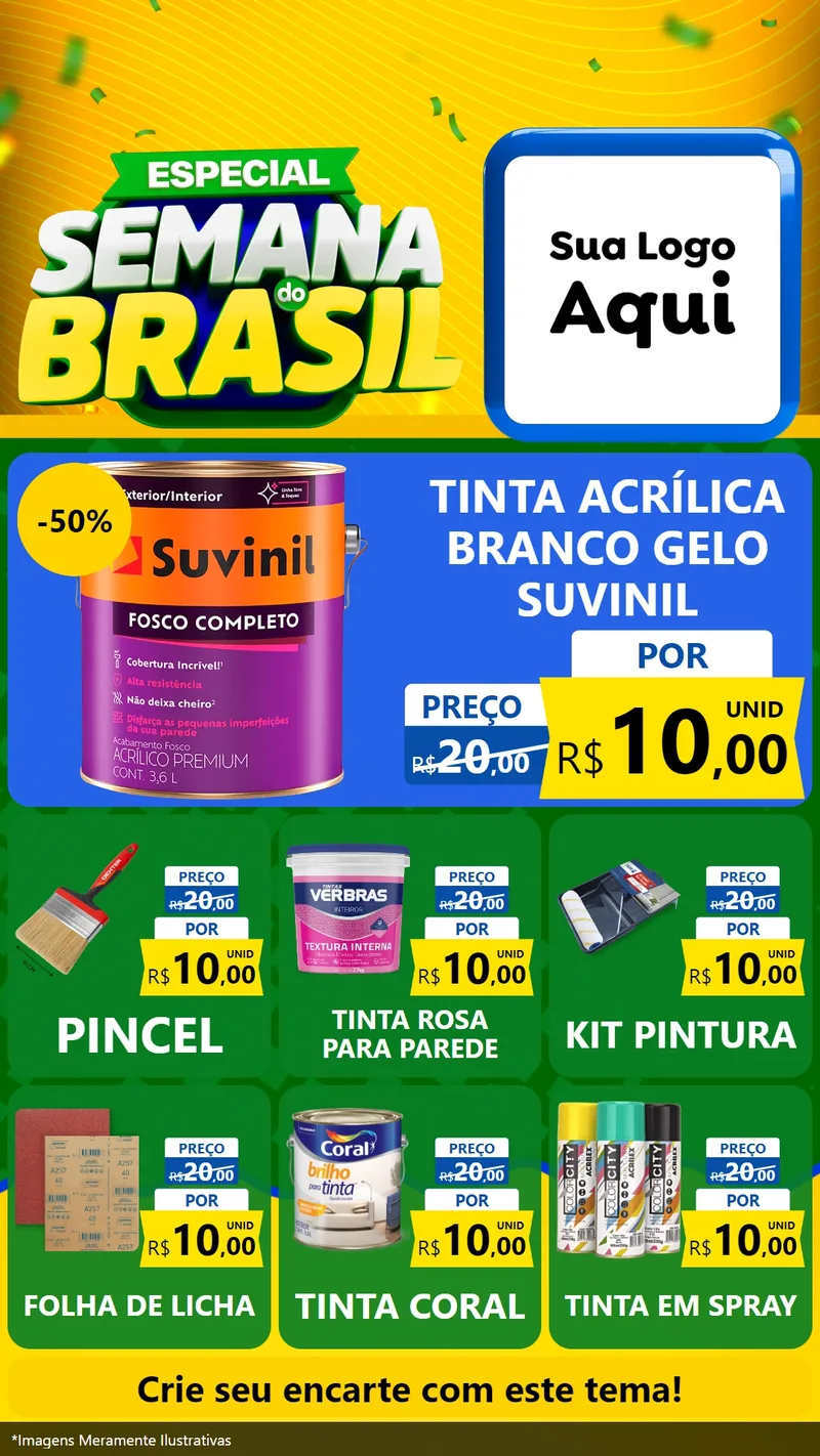 Modelo de Rede Social para Stories com o tema Especial Semana do Brasil para Tintas e Ferramentas
