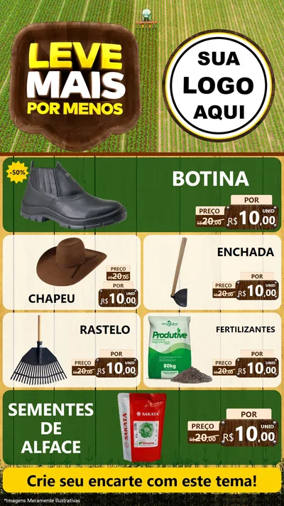 Modelo de TV para TV Vertical com o tema Leve Mais Por Menos - Agro para Agropecuária