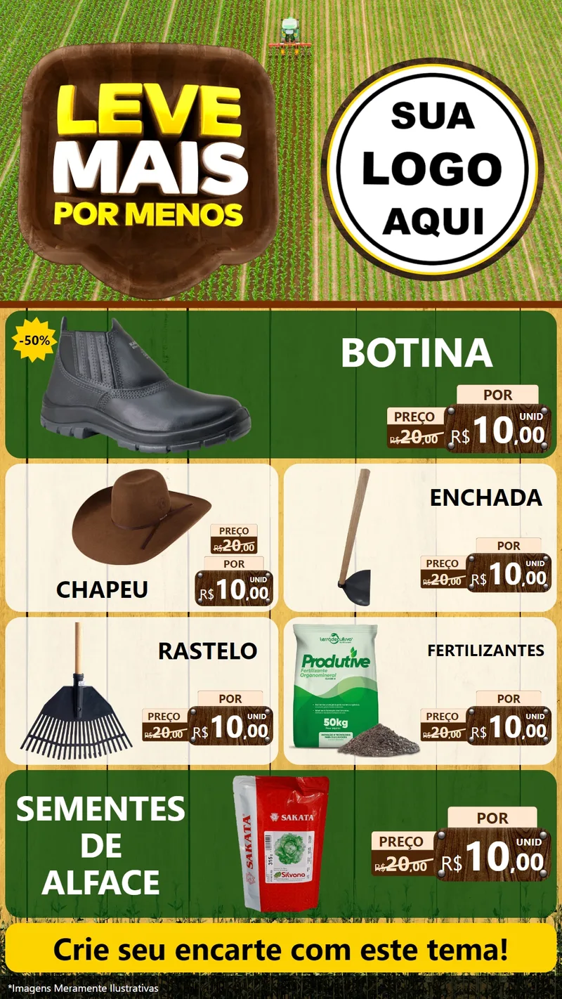 Modelo de TV para TV Vertical com o tema Leve Mais Por Menos - Agro para Agropecuária
