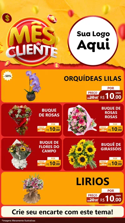 Modelo de TV para TV Vertical com o tema Mês do Cliente para Floricultura e jardim
