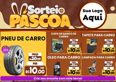 Modelo de Encarte para Encarte A4 Horizontal com o tema Sorteio de Páscoa para Auto peças