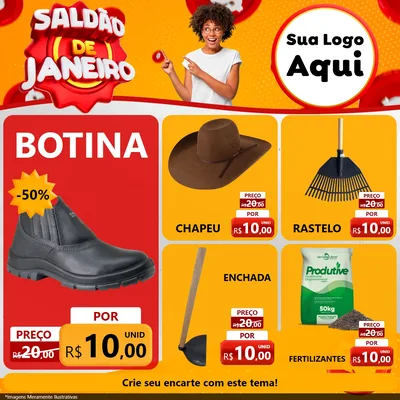 Modelo de Rede Social para Feed Facebook com o tema Saldão de Janeiro para Agropecuária