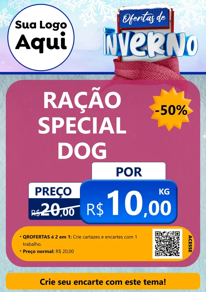 Modelo de Cartaz para Cartaz A4 Vertical com o tema Ofertas de Inverno para Pet Shop