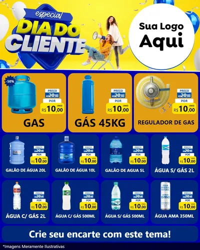 Modelo de Rede Social para Feed Instagram com o tema Especial Dia do Cliente para Água e gás