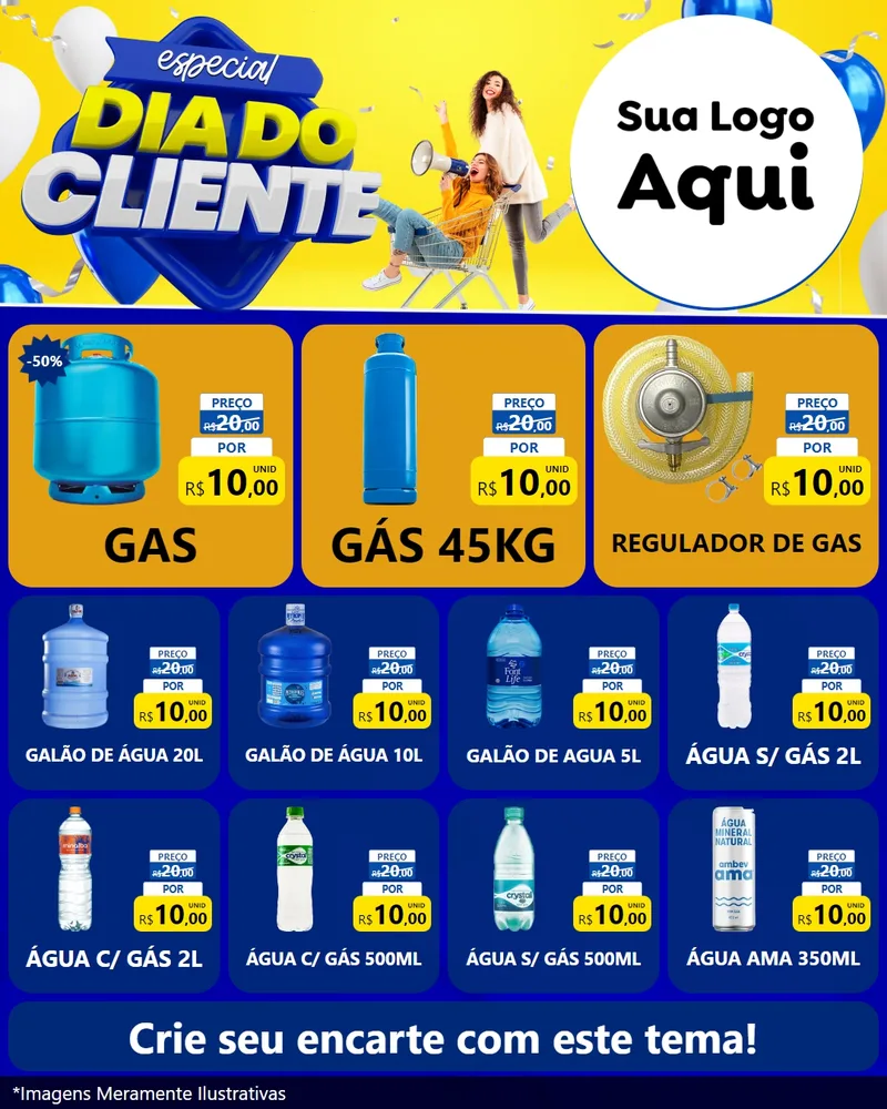 Modelo de Rede Social para Feed Instagram com o tema Especial Dia do Cliente para Água e gás