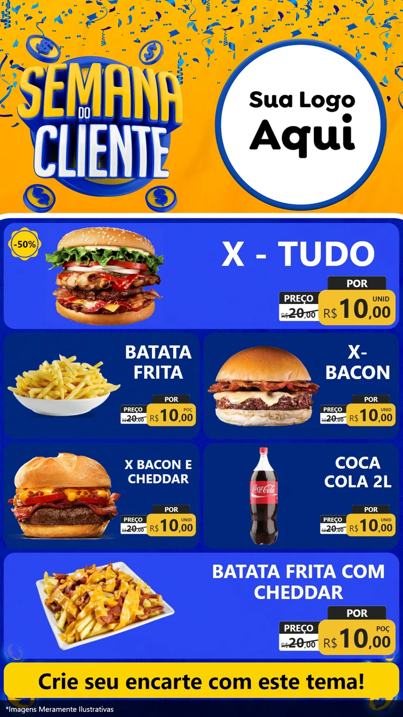 Modelo de TV para TV Vertical com o tema Semana do Cliente para Hamburgueria