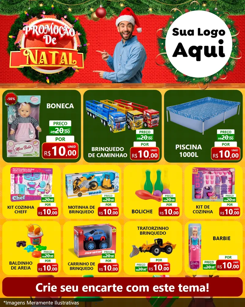 Modelo de Rede Social para Feed Instagram com o tema Promoção de Natal para Brinquedos