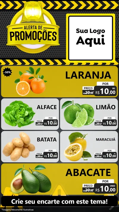 Modelo de TV para TV Vertical com o tema Alerta de Promoções para Hortifrúti