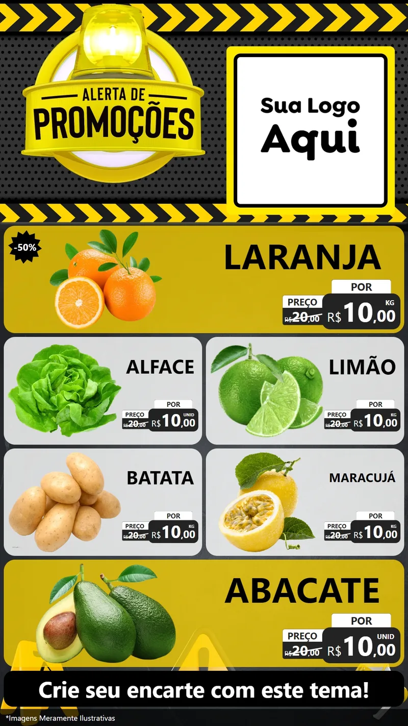 Modelo de TV para TV Vertical com o tema Alerta de Promoções para Hortifrúti
