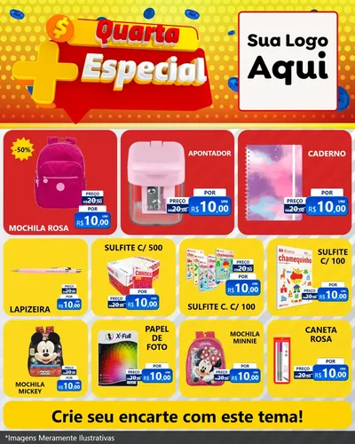 Modelo de Rede Social para Feed Instagram com o tema Quarta Mais Especial para Papelaria