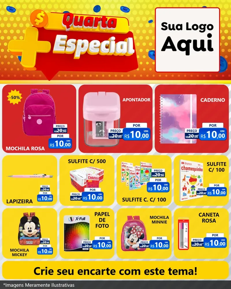 Modelo de Rede Social para Feed Instagram com o tema Quarta Mais Especial para Papelaria