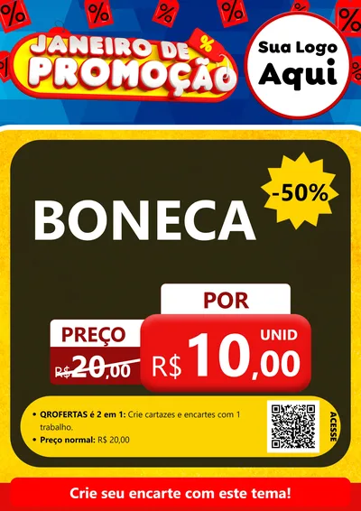 Modelo de Cartaz para Cartaz A4 Vertical com o tema Janeiro de Promoção para Brinquedos