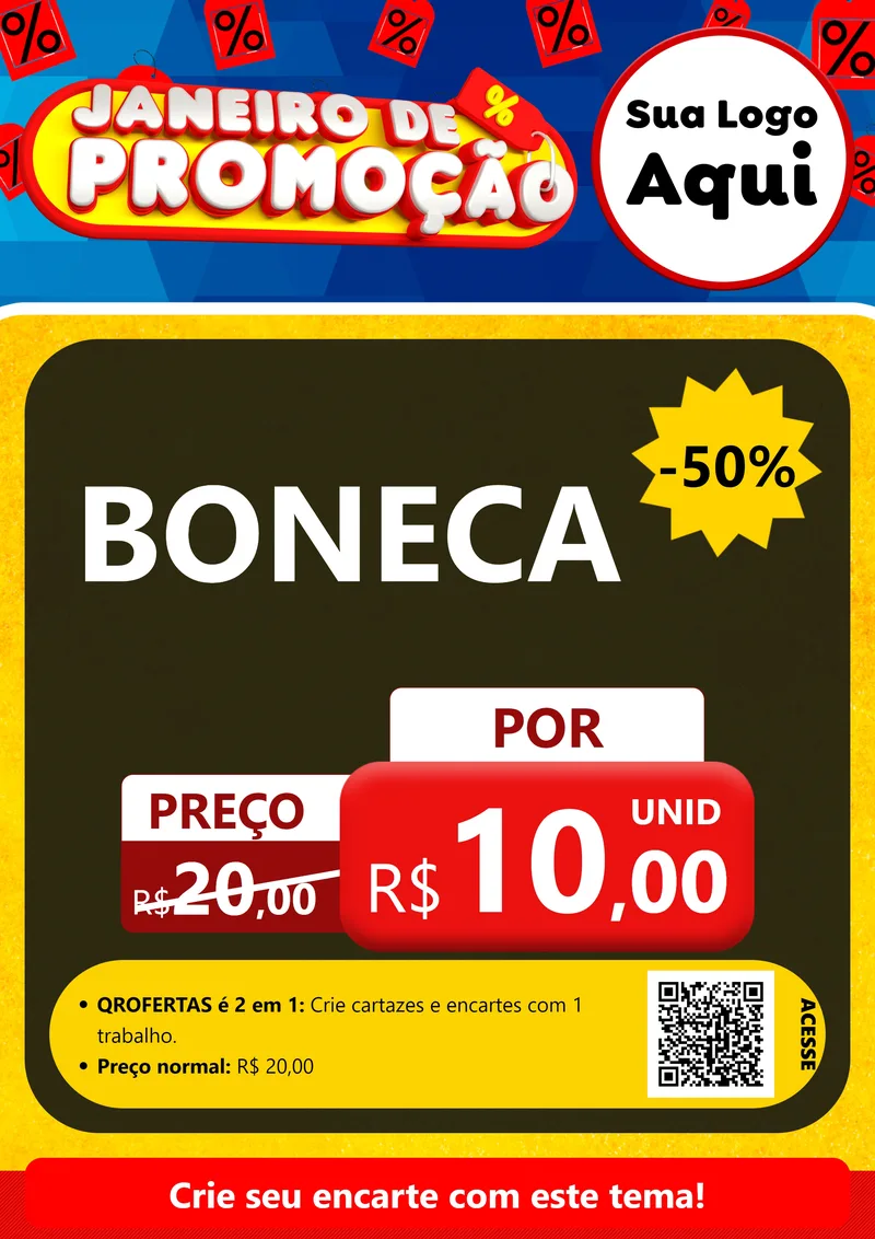 Modelo de Cartaz para Cartaz A4 Vertical com o tema Janeiro de Promoção para Brinquedos