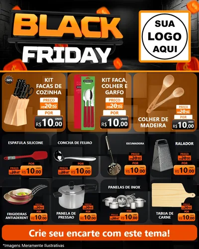 Modelo de Rede Social para Feed Instagram com o tema Black Friday para Utilidades Domésticas