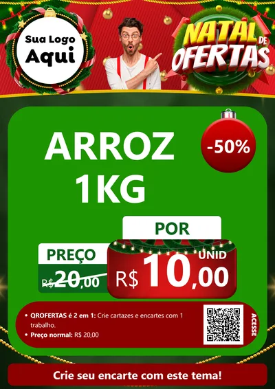 Modelo de Cartaz para Cartaz A4 Vertical com o tema Natal de Ofertas para Supermercado