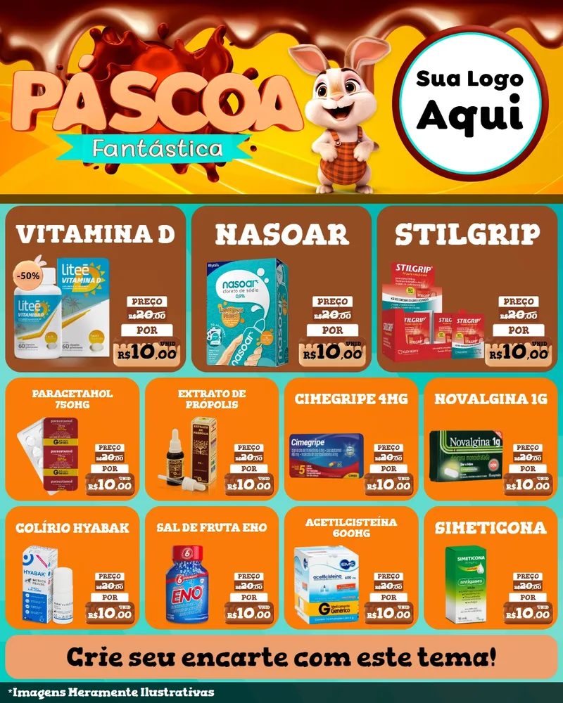 Modelo de Rede Social para Feed Instagram com o tema Páscoa Fantástica para Farmácia
