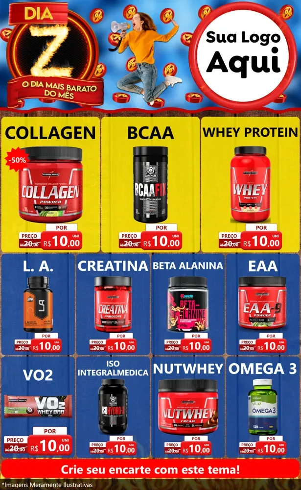 Modelo de Encarte para Encarte Grande com o tema Dia Z - O Dia Mais Barato Do Mês para Suplementos alimentares