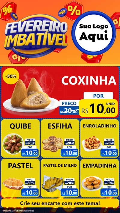 Modelo de Rede Social para Stories com o tema Fevereiro Imbatível para Salgadaria
