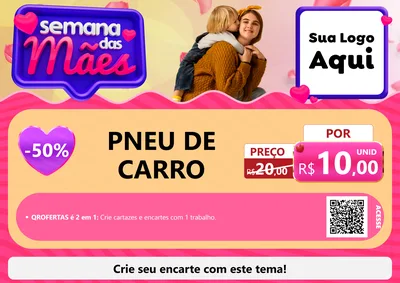 Modelo de Cartaz para Cartaz A4 Horizontal com o tema Semana das Mães para Auto peças