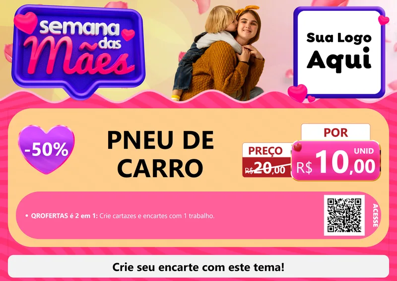 Modelo de Cartaz para Cartaz A4 Horizontal com o tema Semana das Mães para Auto peças