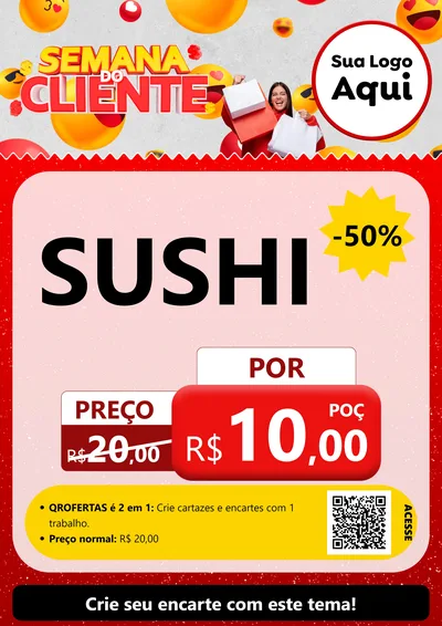 Modelo de Cartaz para Cartaz A4 Vertical com o tema Semana do Cliente para Comida japonesa